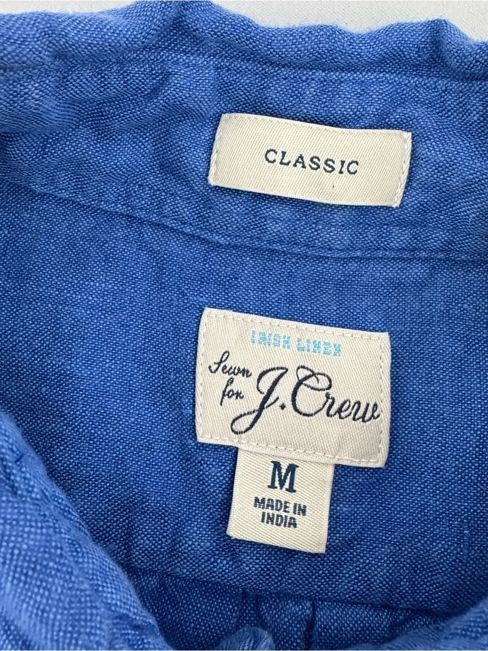Baird McNutt J Crew Irish Linen Shirt Mens M Classic Fit Blue Lightweight BE546
